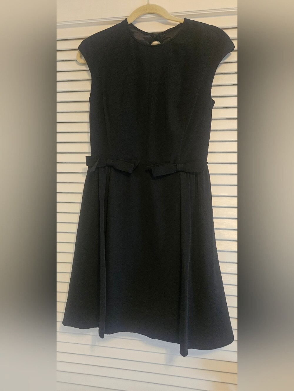 Beautiful JILL STUART Elegant Black Sleeveless A-Line Dress with Bow Detail